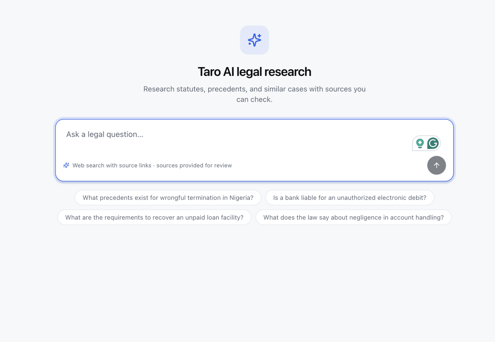 Taro AI legal research: ask a legal question and get answers with sources you can check